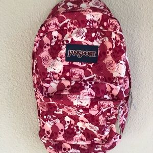 Pink Skull and Rose Jansport Backpack